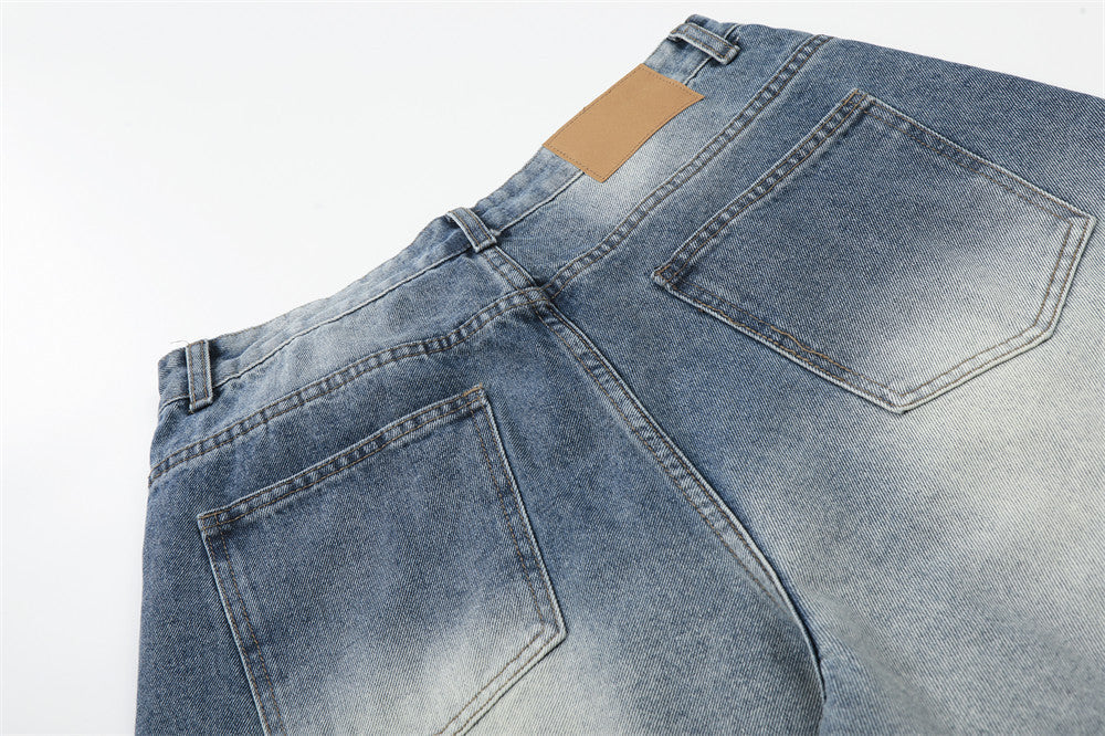 Light Blue Wide-Leg Denim Culotte Shorts