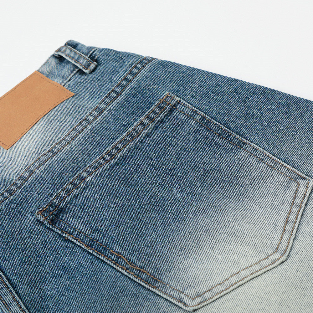 Light Blue Wide-Leg Denim Culotte Shorts