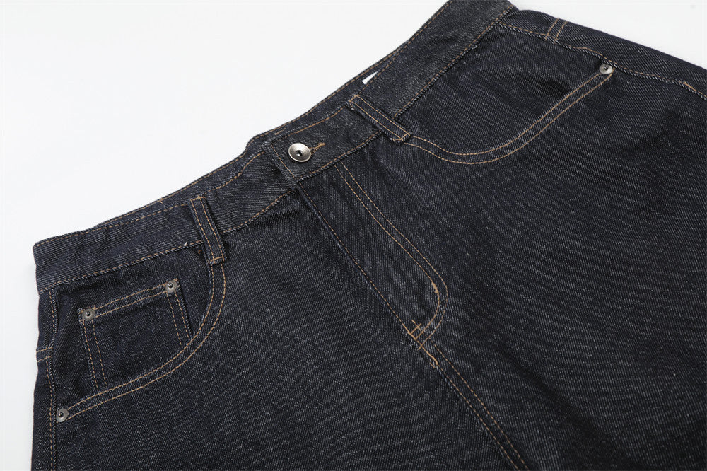 Culotte ancho de tela vaquera índigo oscuro