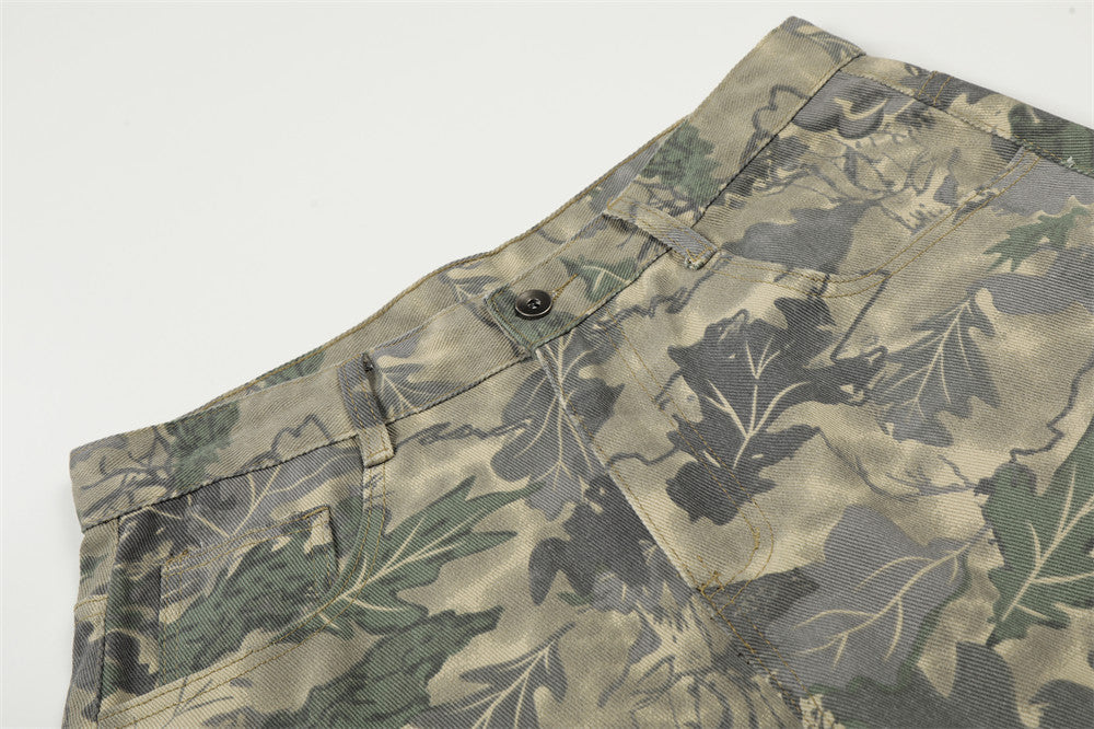 Camouflage Wide-Leg Shorts - Streetwear