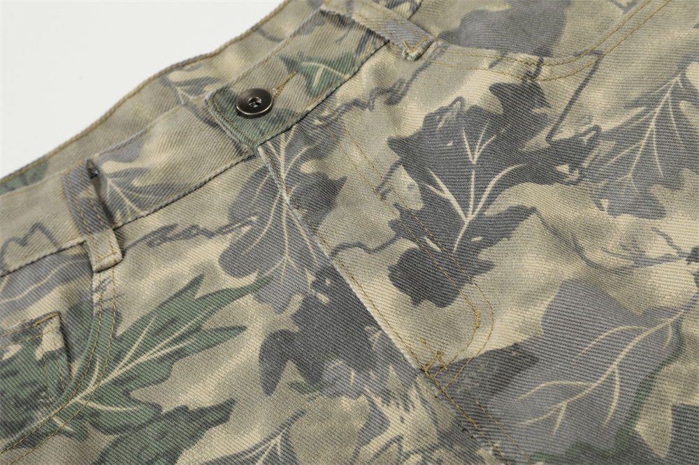 Camouflage Wide-Leg Shorts - Streetwear