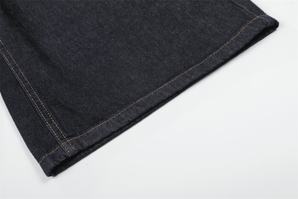 Culotte ancho de tela vaquera índigo oscuro