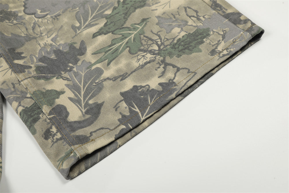 Camouflage Wide-Leg Shorts - Streetwear