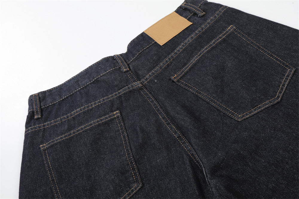 Culotte ancho de tela vaquera índigo oscuro