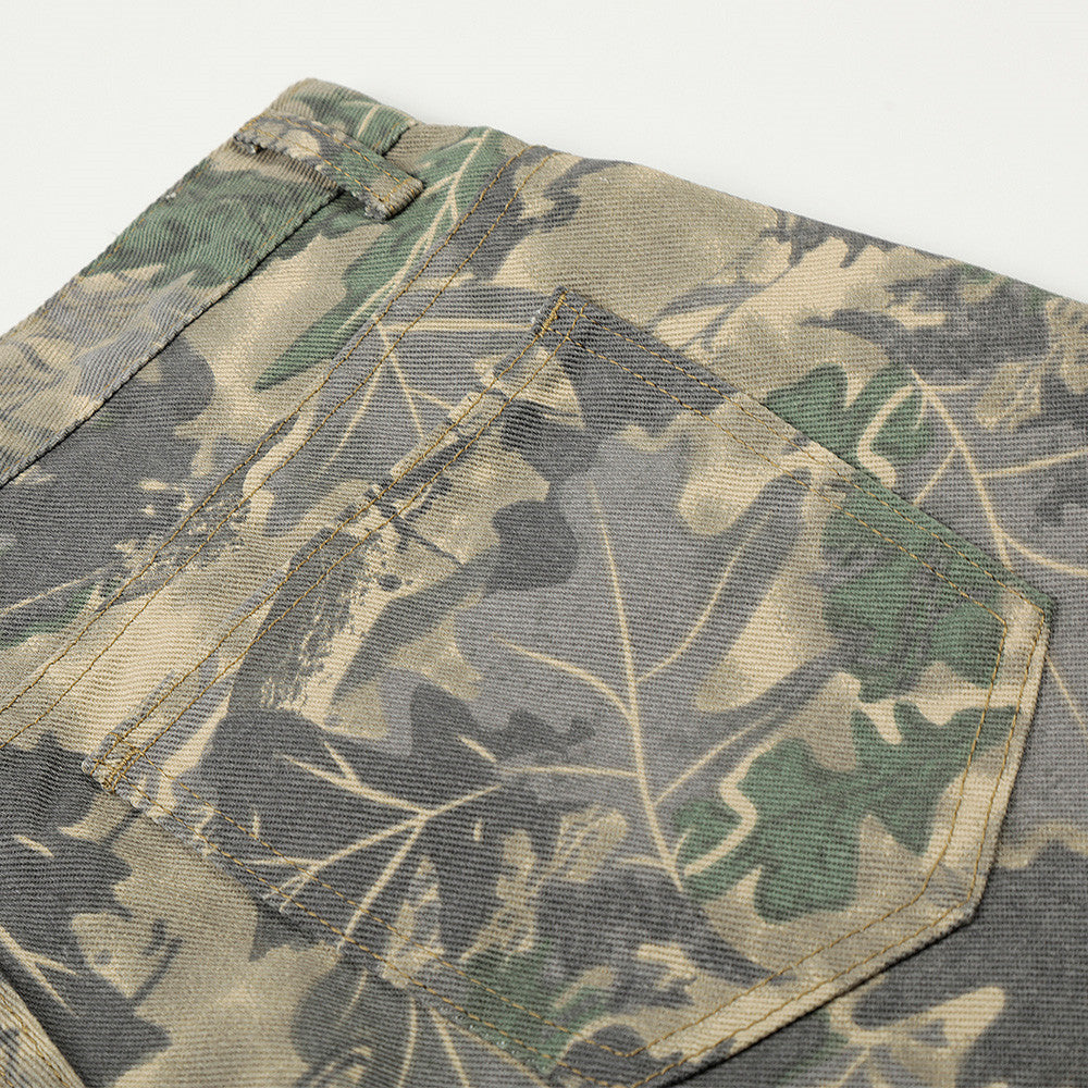Camouflage Wide-Leg Shorts - Streetwear