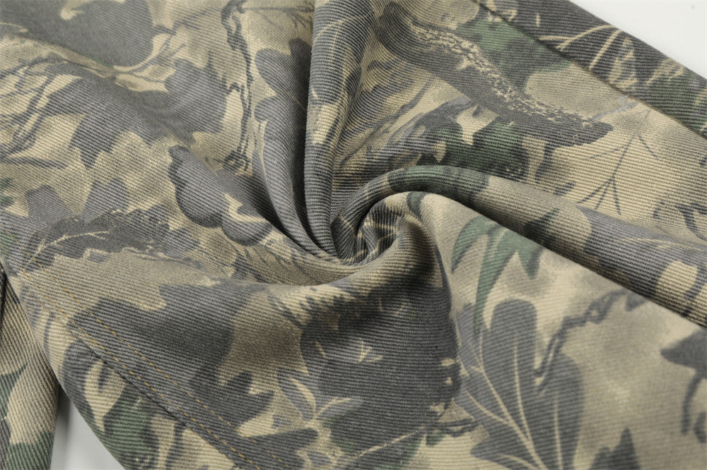 Camouflage Wide-Leg Shorts - Streetwear
