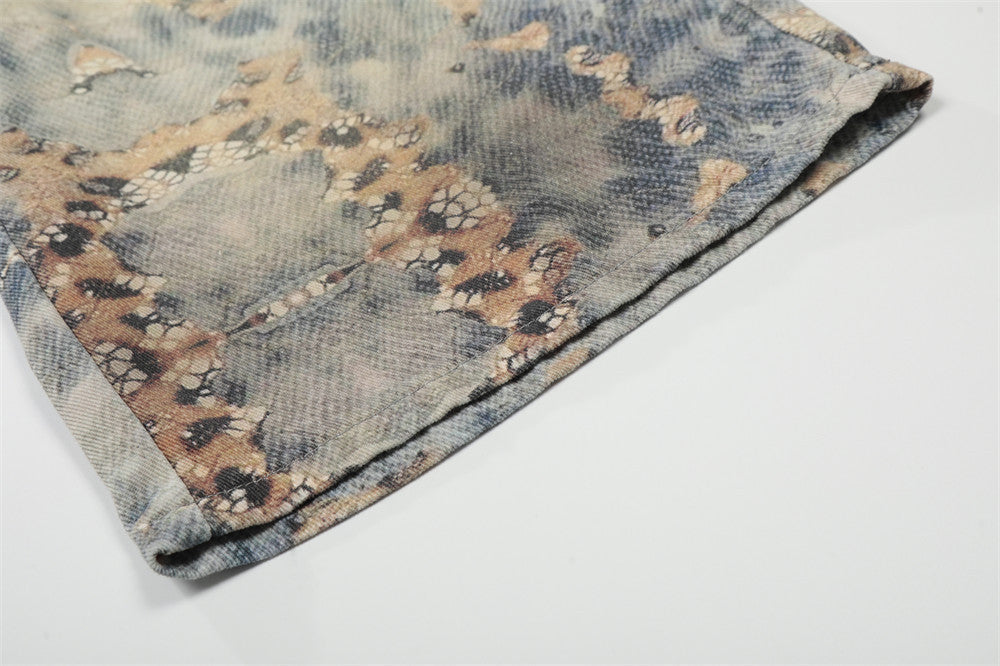 Cropped Wide-Leg Digital Print Pants