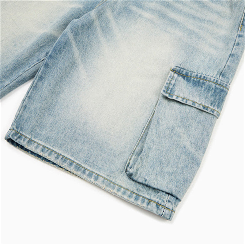 Pantalones cortos de mezclilla anchos tipo cargo