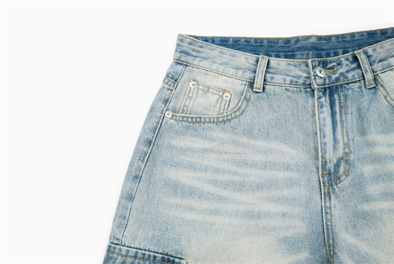 Pantalones cortos de mezclilla anchos tipo cargo