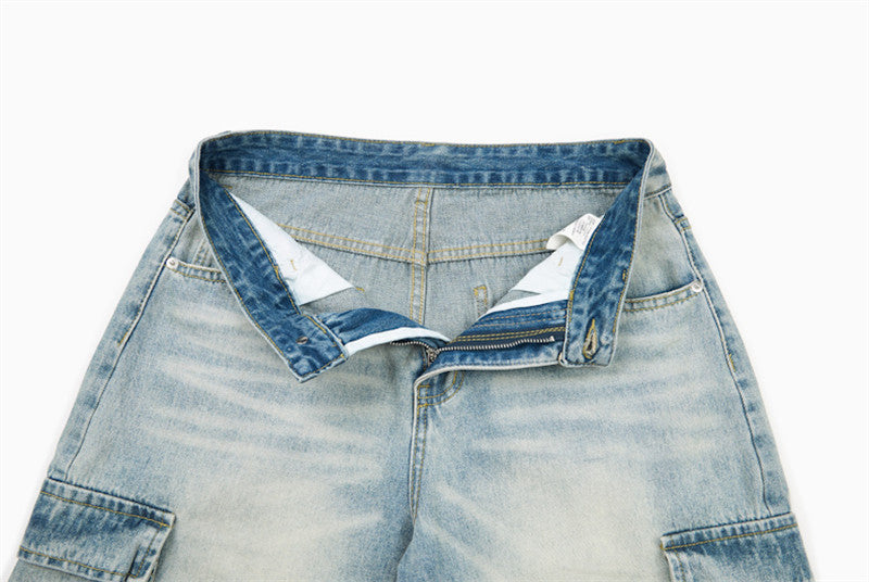Pantalones cortos de mezclilla anchos tipo cargo