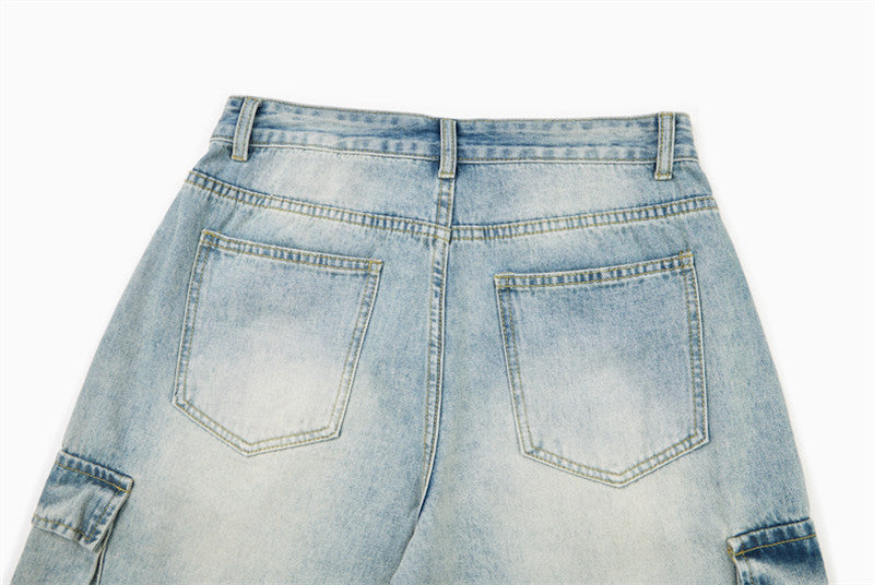Pantalones cortos de mezclilla anchos tipo cargo