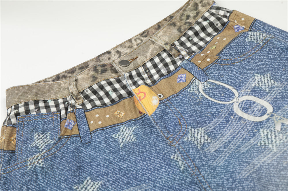 Pantalones cortos de tiro alto con estrellas