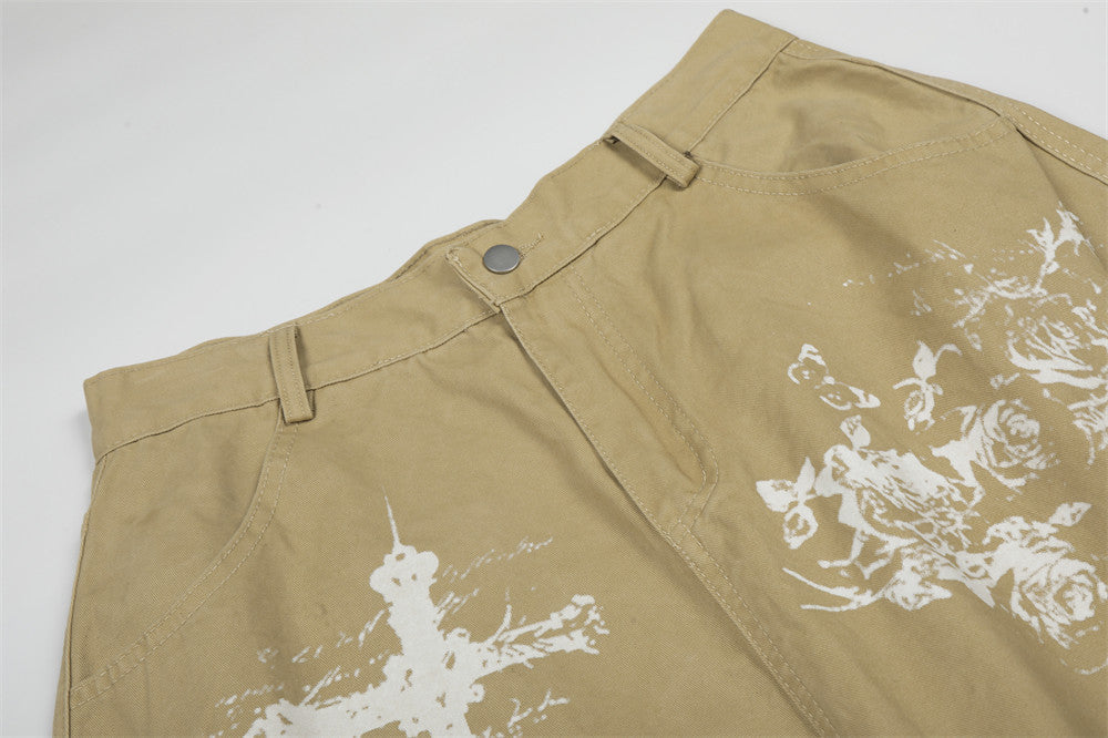 Pantalones cortos tipo cargo de corte holgado con gráficos desgastados