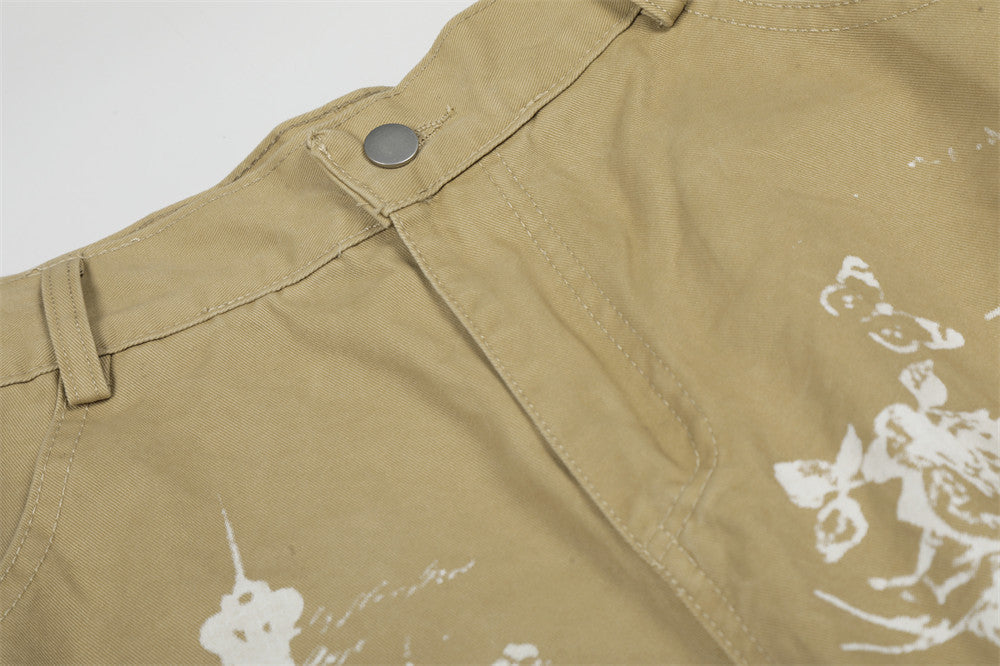 Pantalones cortos tipo cargo de corte holgado con gráficos desgastados