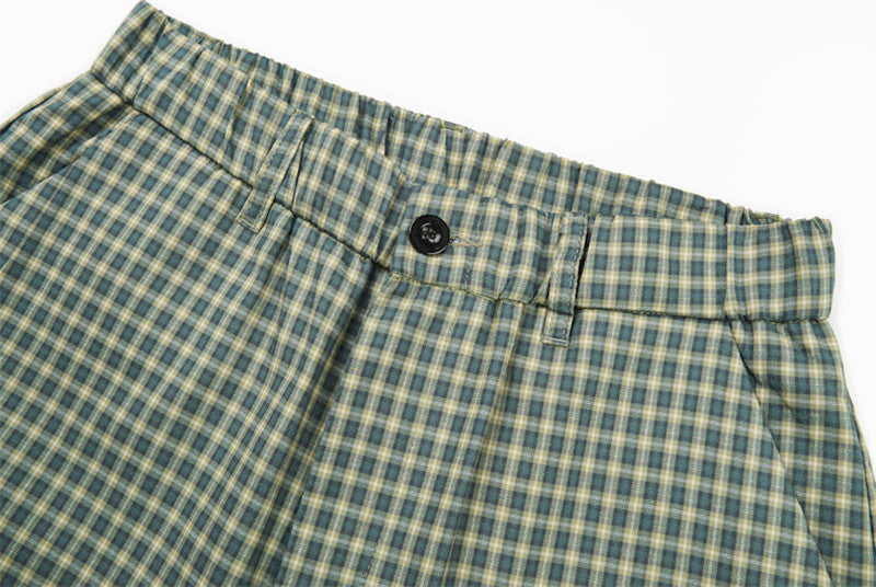 Wide-Leg Plaid Culottes Pants