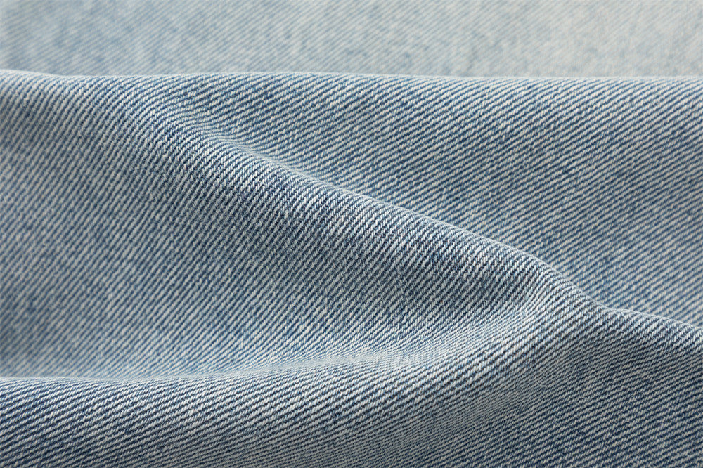 Light Blue Distressed Wide-Leg Jeans