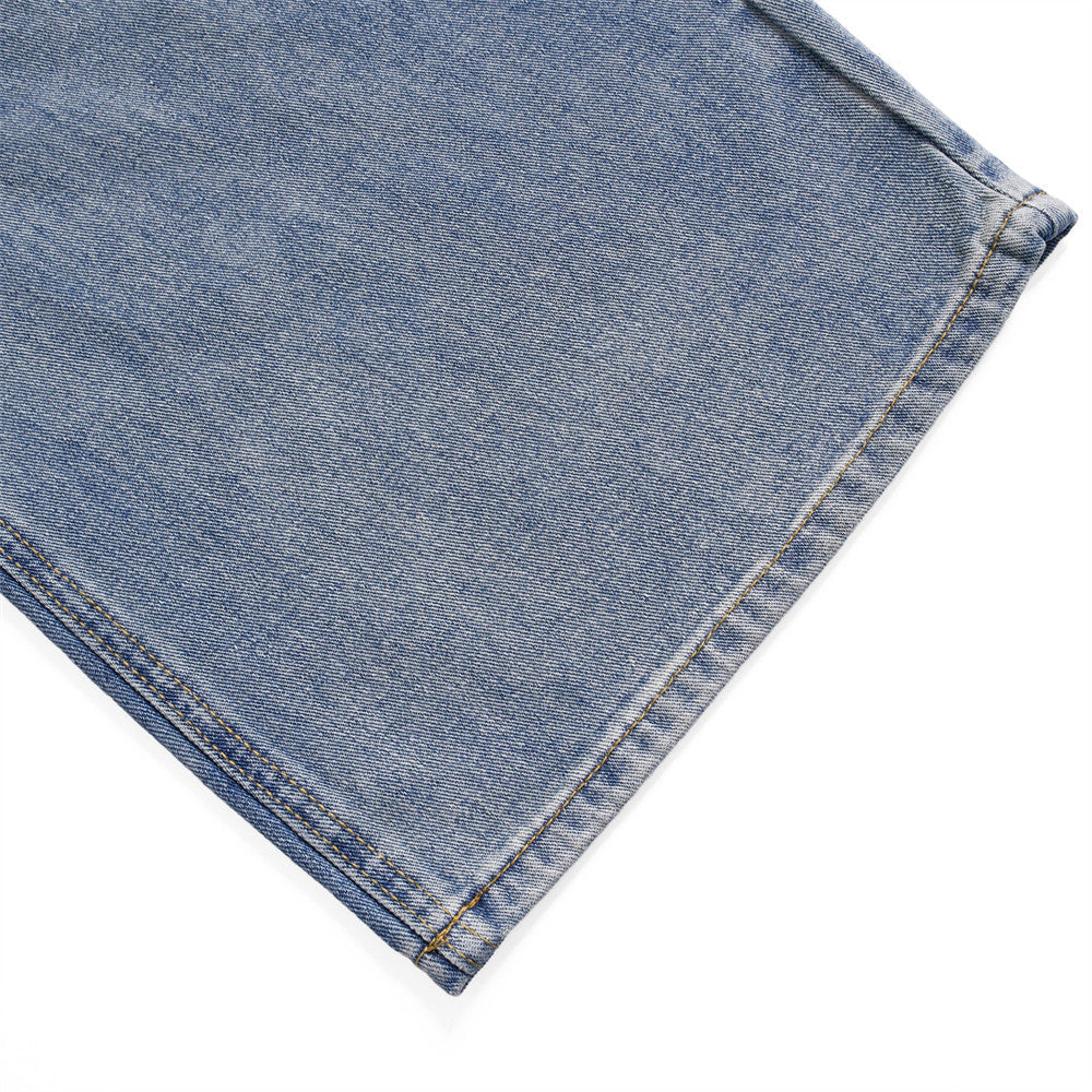 Faded Light Blue Wide-Leg Denim Jeans