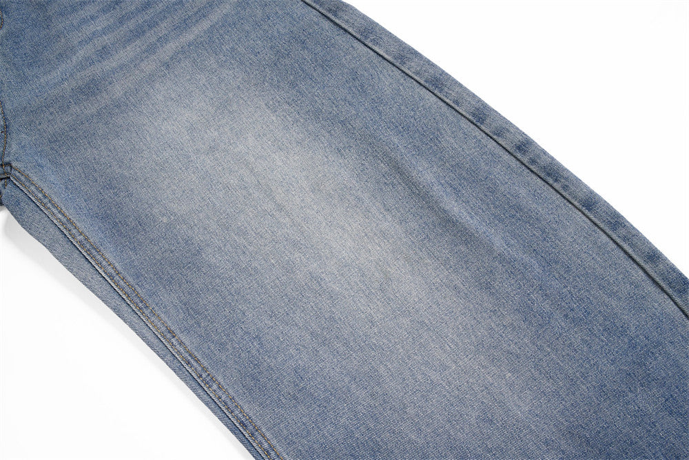 Faded Light Blue Wide-Leg Denim Jeans