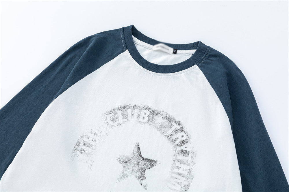 Camiseta Ranglan con Gráfico de Estrella Vintage
