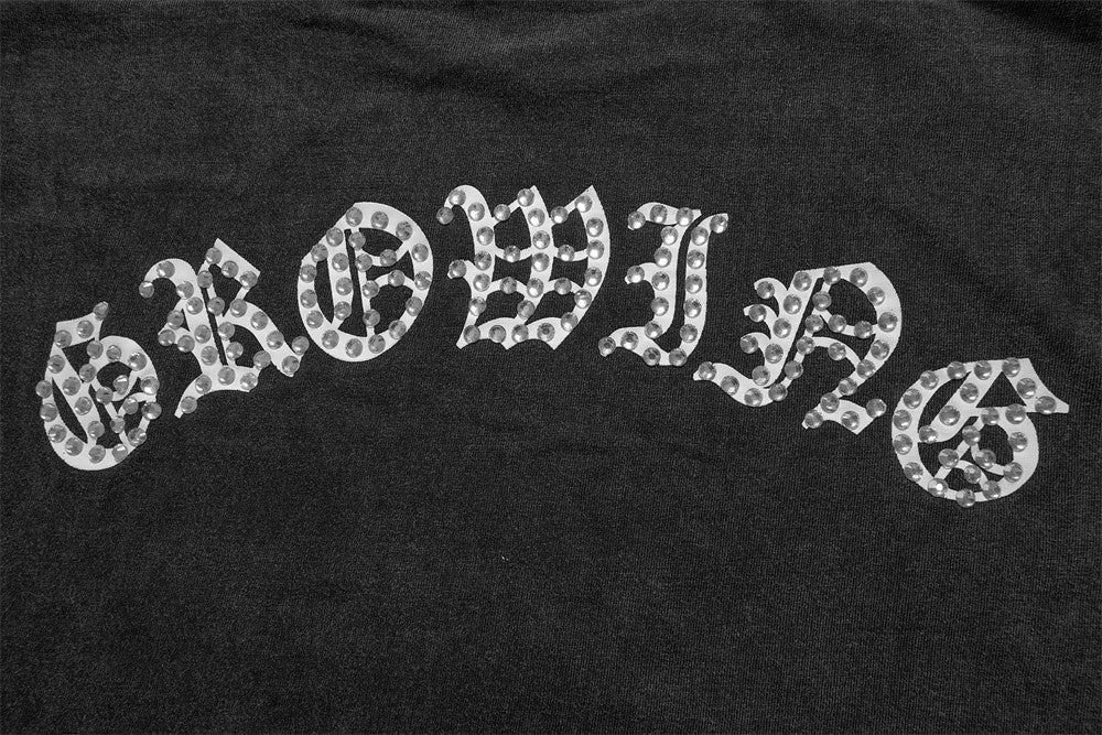 Camiseta Gótica Gráfica con Pedrería