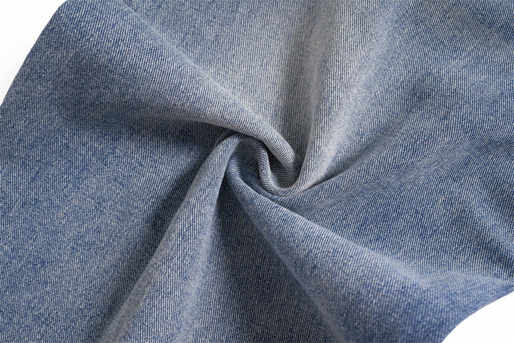 Faded Light Blue Wide-Leg Denim Jeans