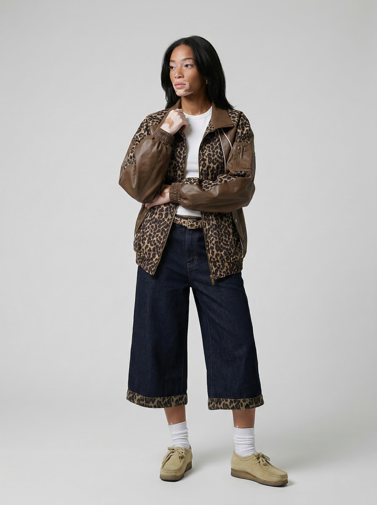 Leopard Print Patchwork Retro Cropped Jorts