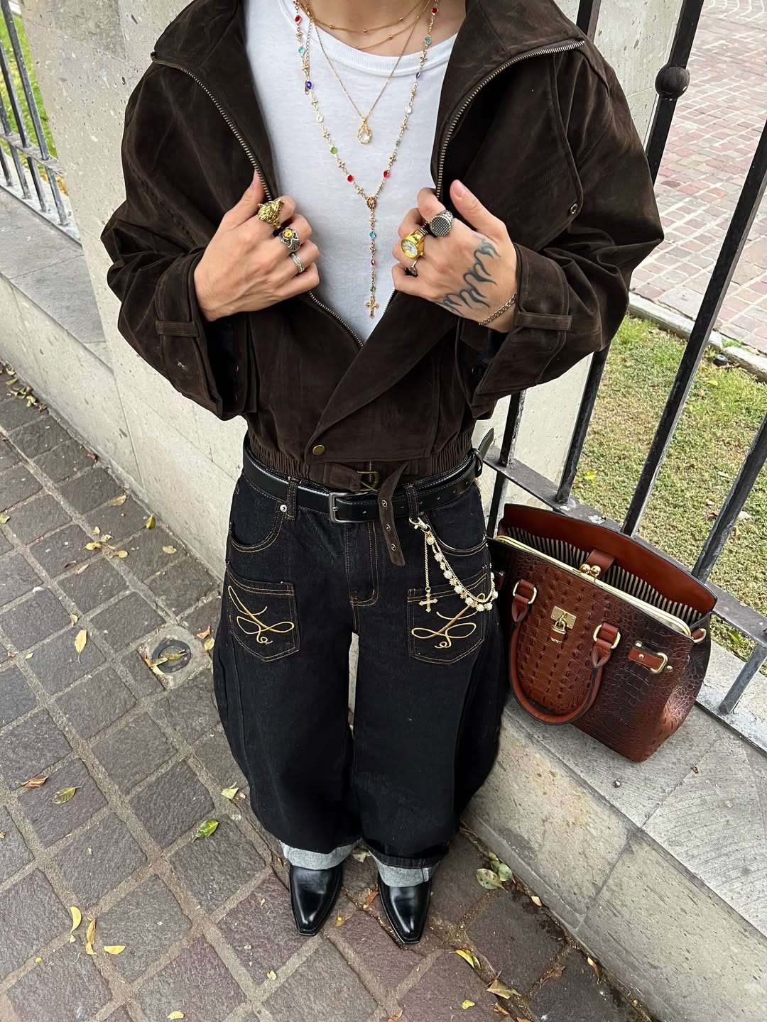 Chaqueta de corte holgado estilo punk chic sin esfuerzo