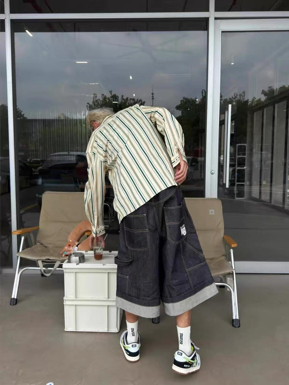 Long Raw Denim Carpenter Jorts
