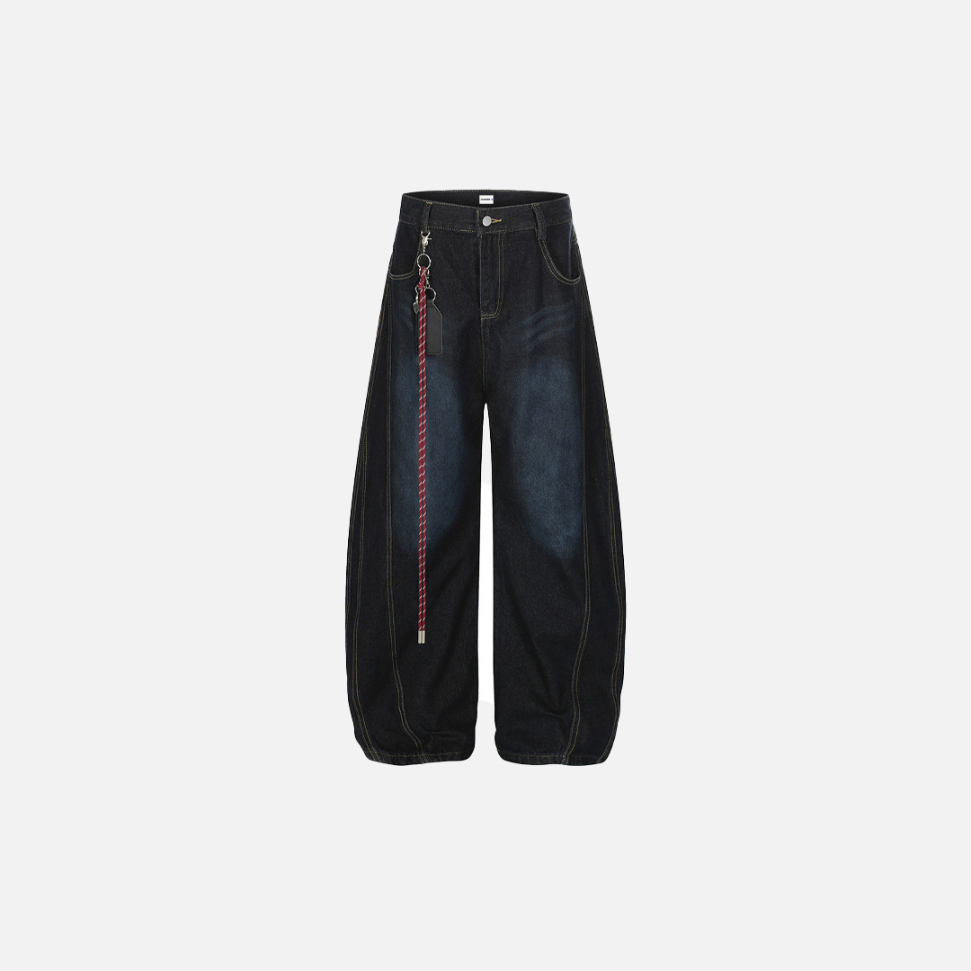 Jeans de mezclilla con navaja de ajuste relajado y estilo urbano para hombre