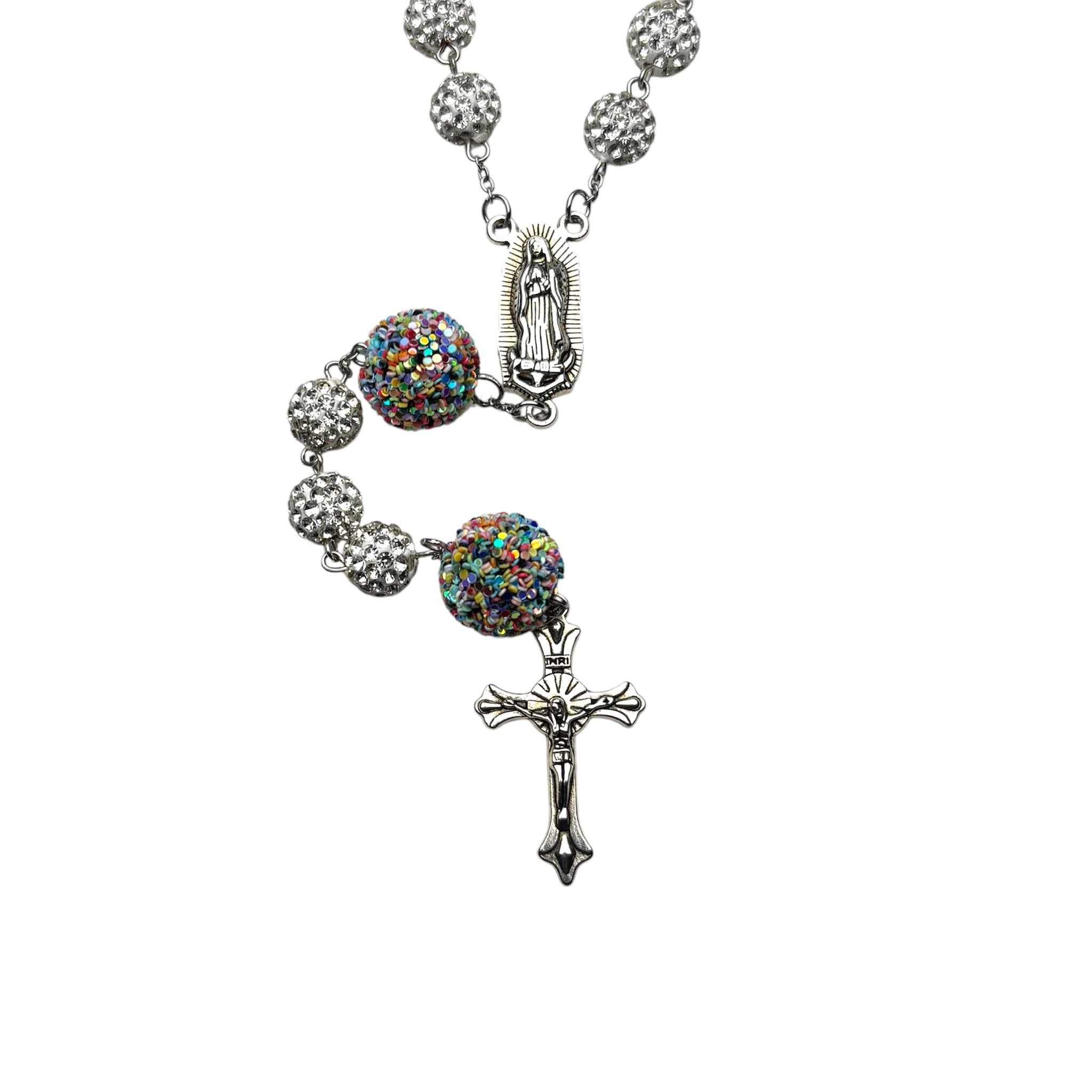 Vivid Multicolor Rhinestone Rosary
