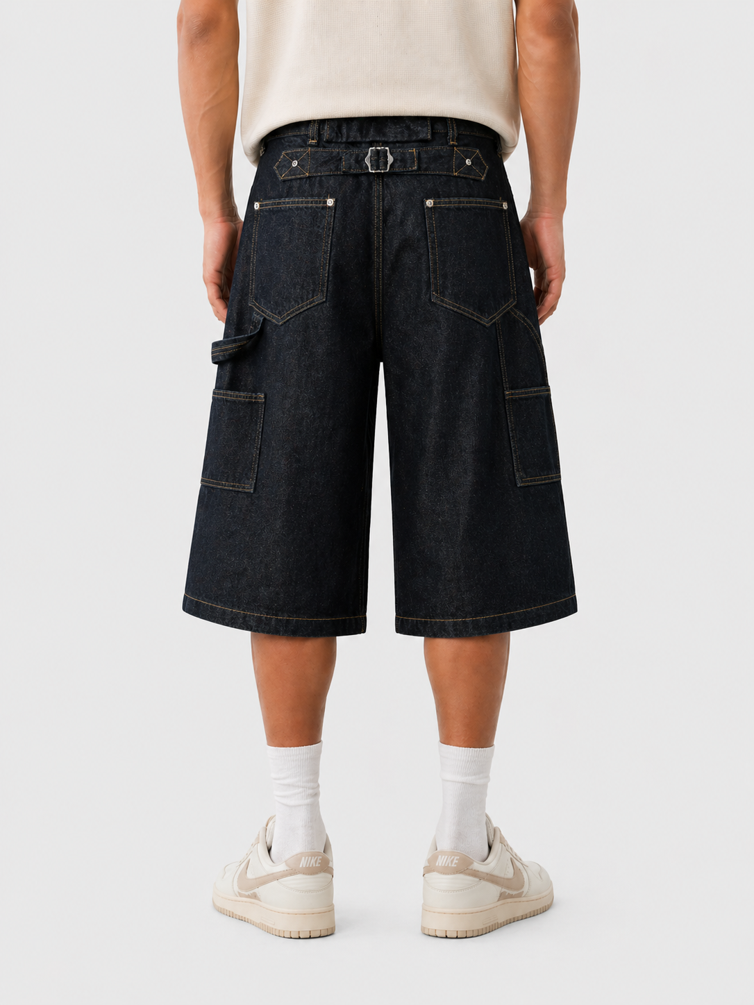 Cinch Back Cargo Jorts with Button Detail