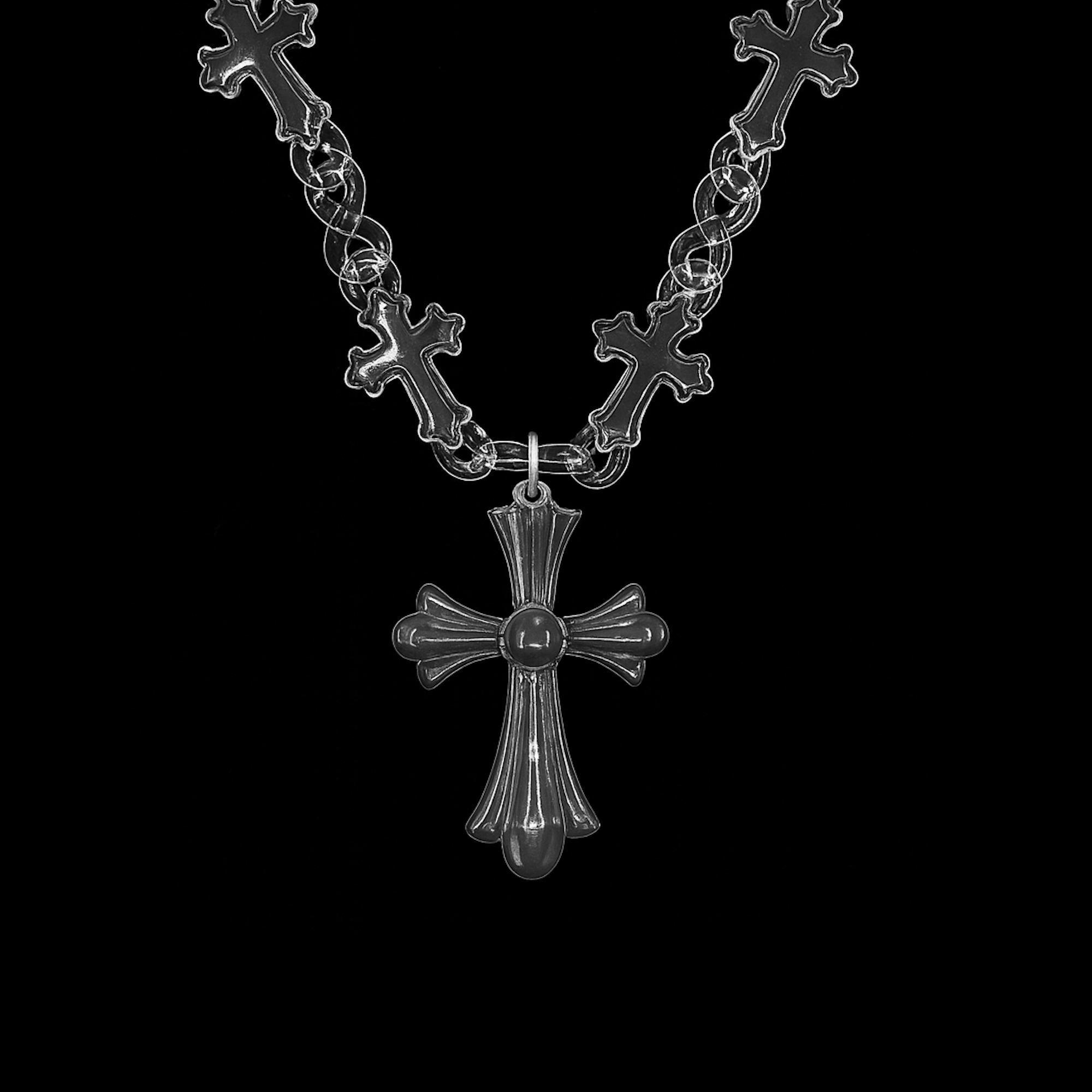 Iced Crystal Cross Chain 2in1