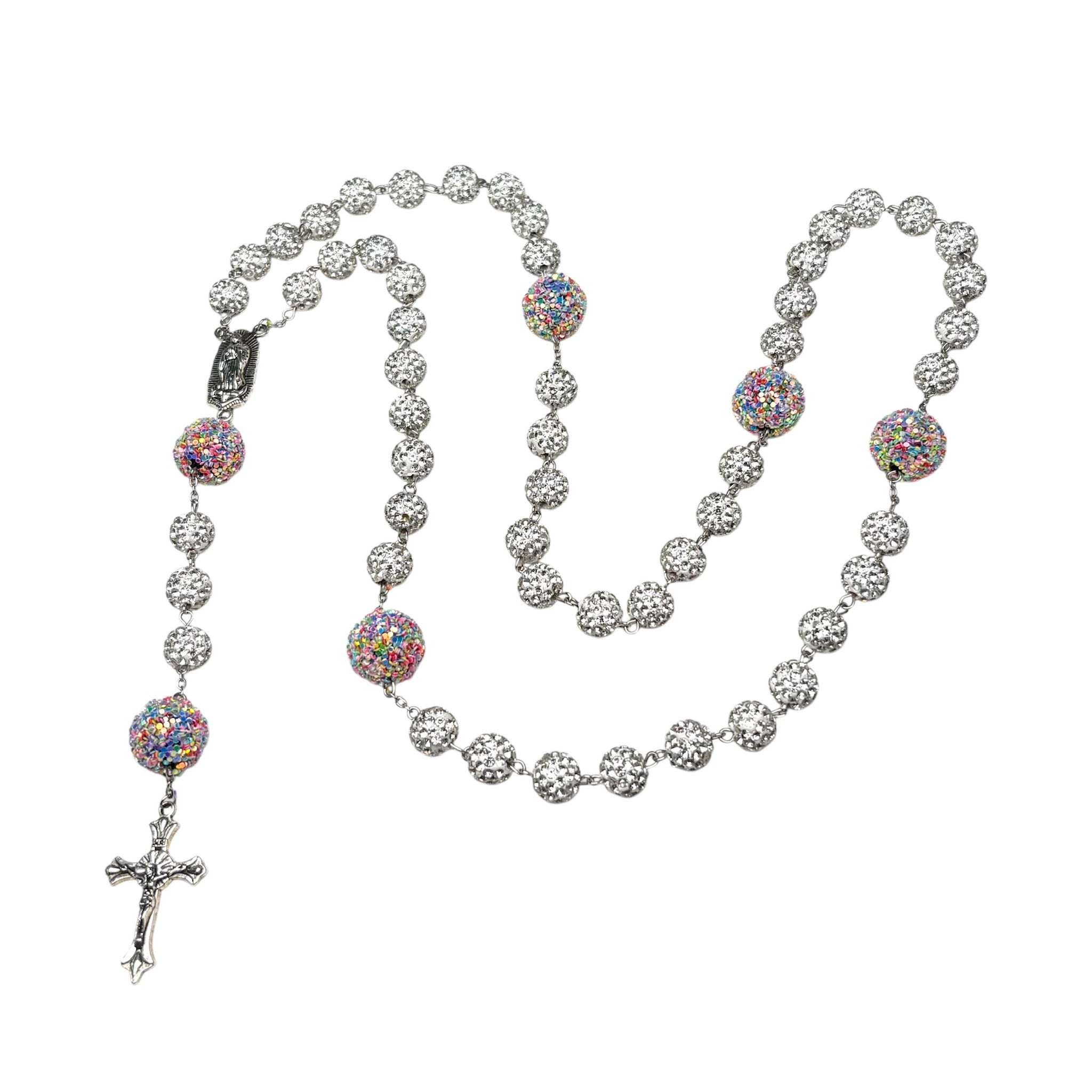 Vivid Multicolor Rhinestone Rosary