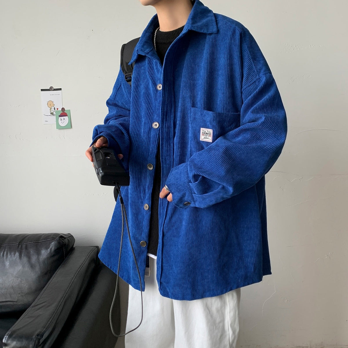 Corduroy Solid Vintage Long Sleeve Shirt