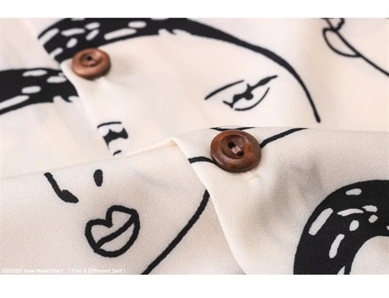 Vintage Faces Print Shirt