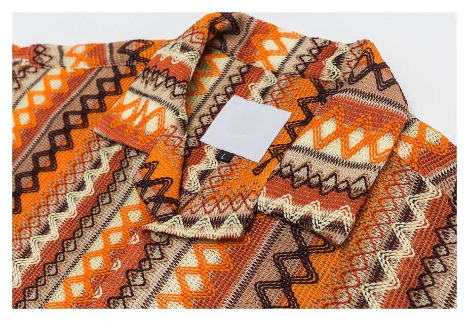 Vintage Ethnic Style Cuban Collar Shirt