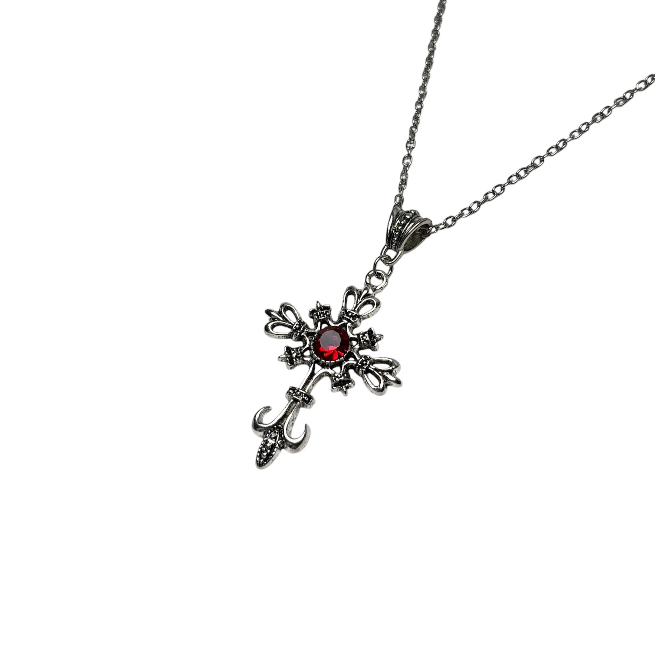 Ornate Fleur Cross Necklace