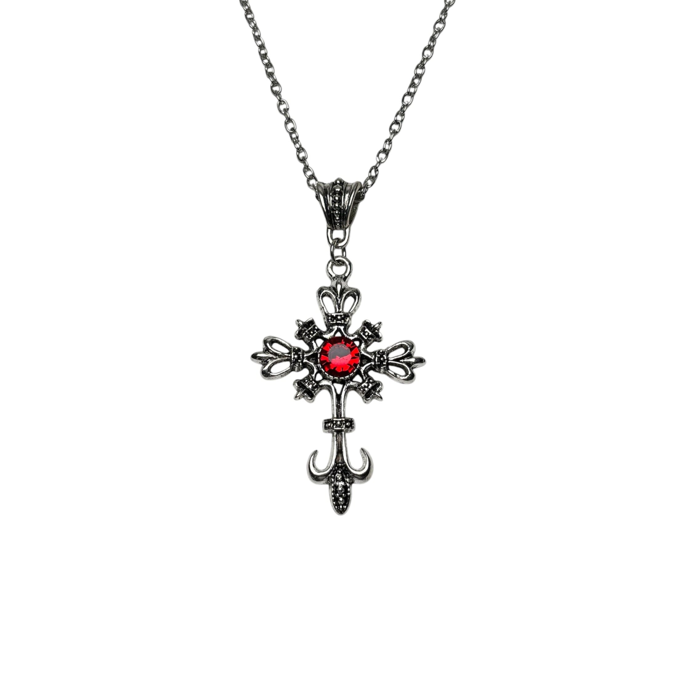 Ornate Fleur Cross Necklace