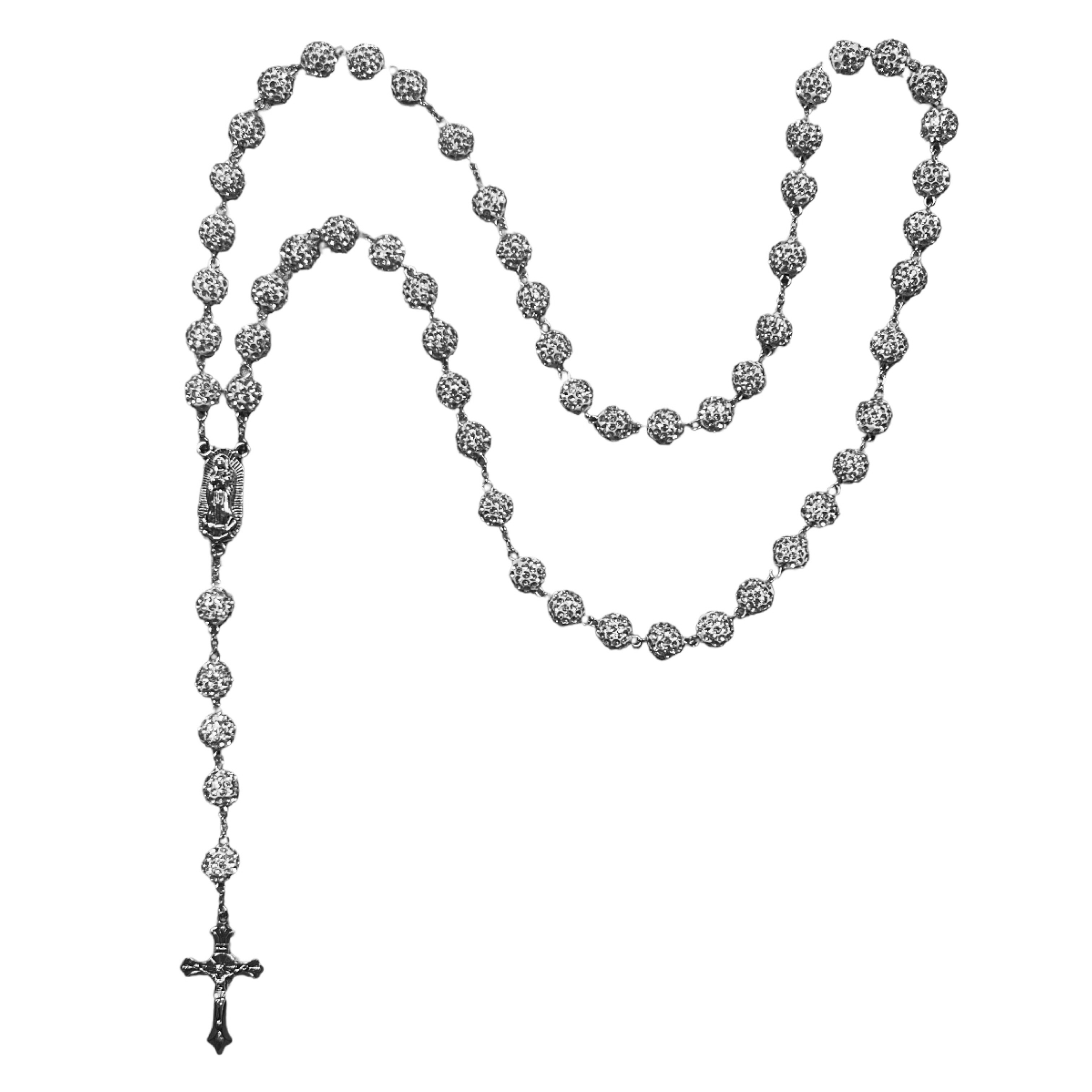 Gleam Silver Rhinestone Rosary