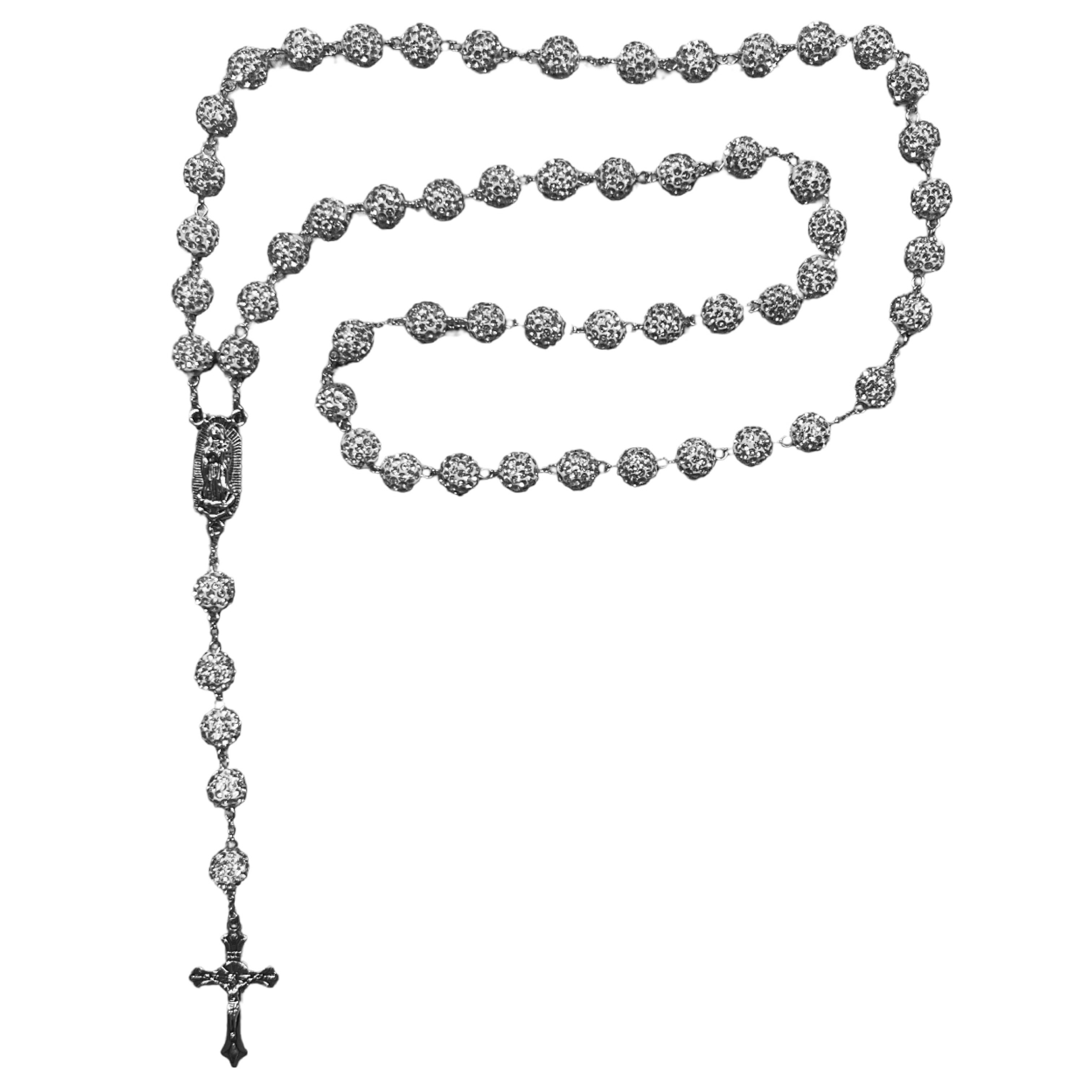 Gleam Silver Rhinestone Rosary