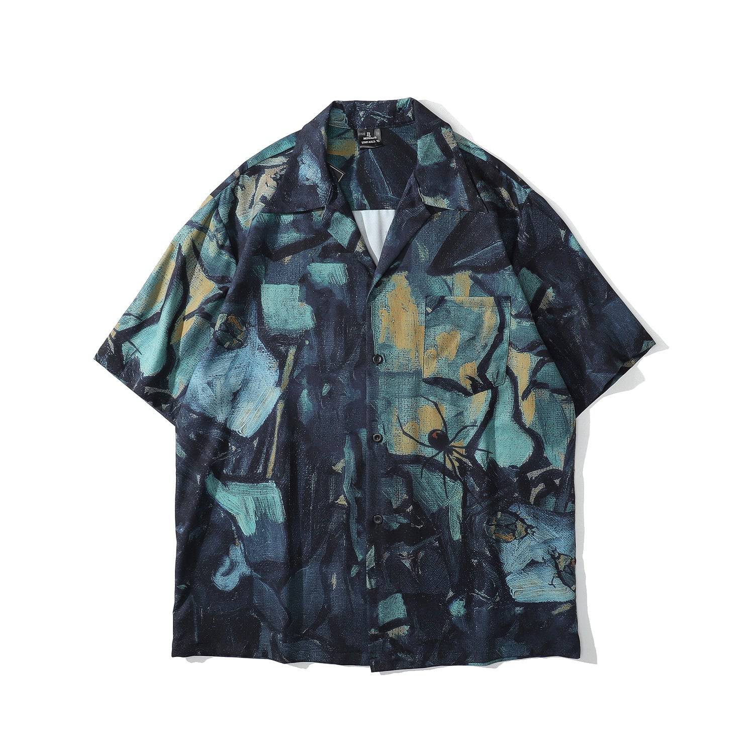 Colorful Hawaiian Abstract Print Beach Shirt
