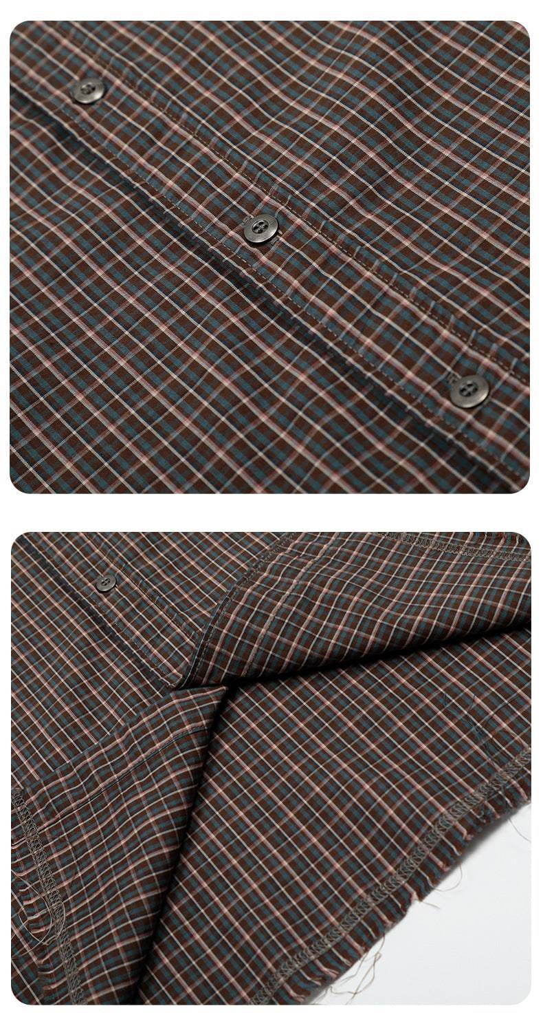 Brown Plaid Short Sleeve Shirt