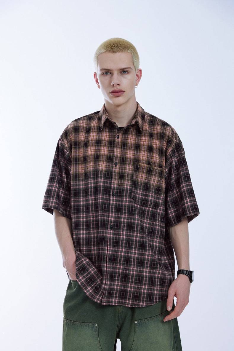 Plaid Oversized Gradient Heavyweight Shirt