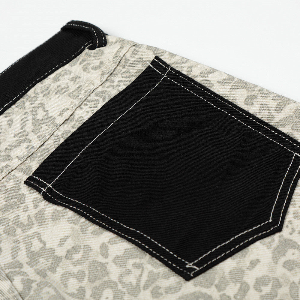 Cropped Wide-Leg Leopard Print Pants
