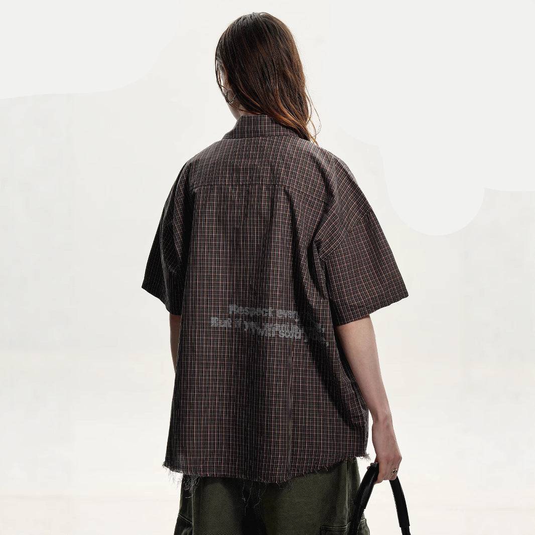 Brown Plaid Short Sleeve Shirt