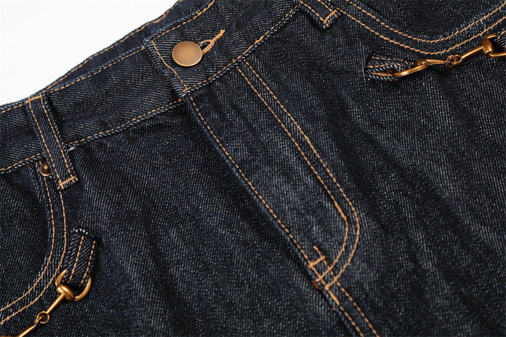 Wide-Leg Denim Jeans - Dark Indigo, White, Black