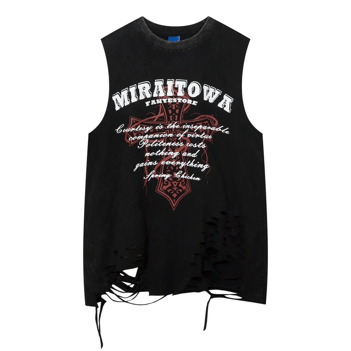 Damage Oversized Sleeveless Shirt