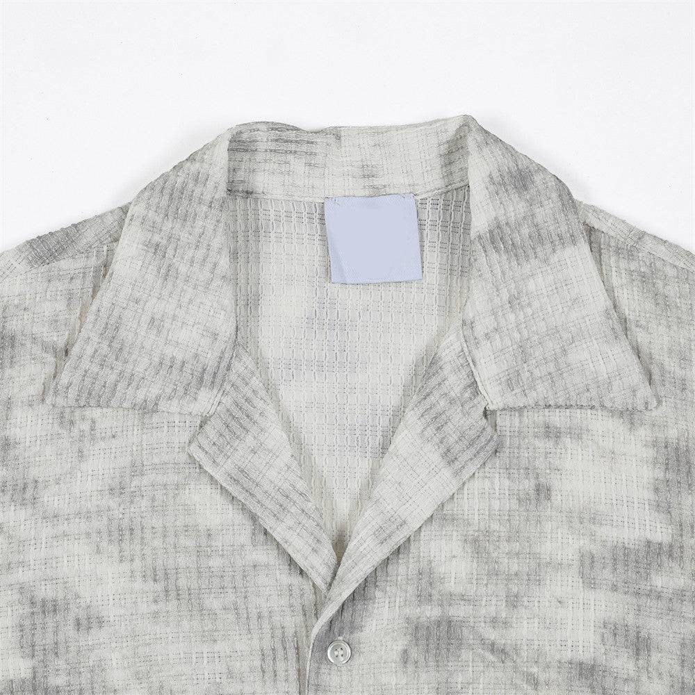 Ink Wash Tie-Dye Cuban Collar Shirt