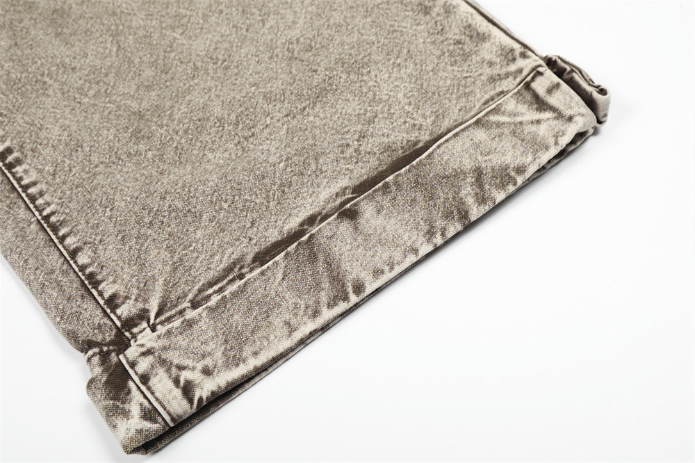 Acid Wash Wide-Leg Jeans - Denim Jeans