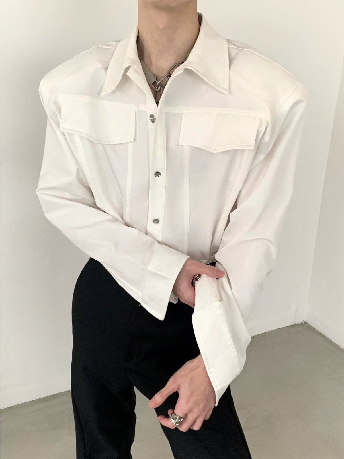 Shoulder Pad Long Sleeve Shirt